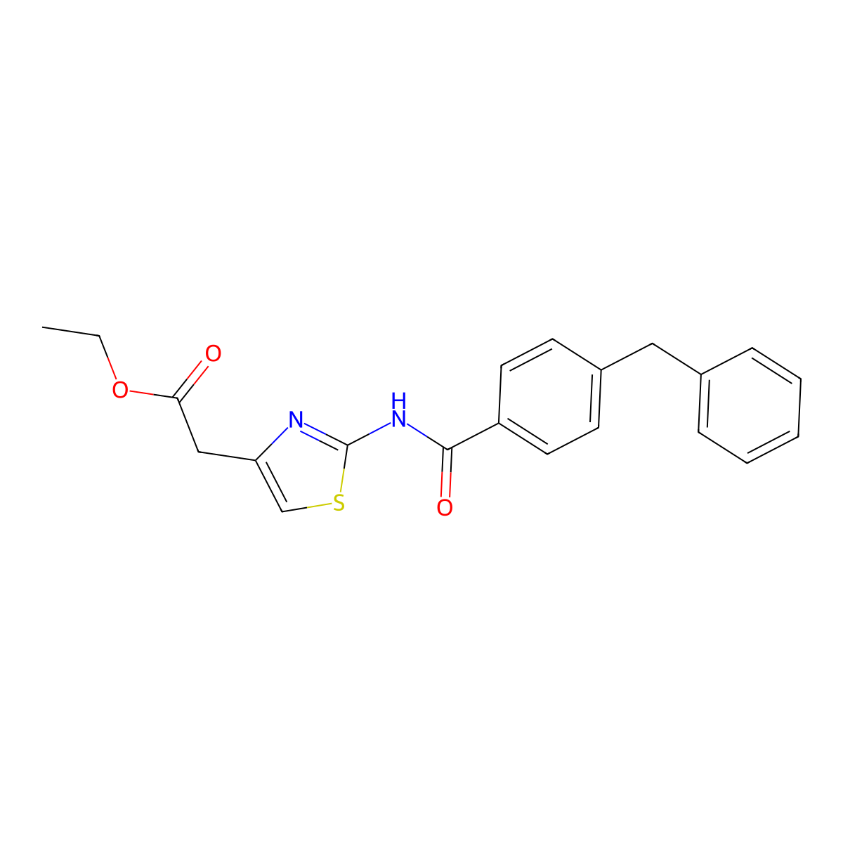 Ethyl 2-(2-(4-benzylbenzamido)thiazol-4-yl)acetate molecular structure, CAS 361471-01-4