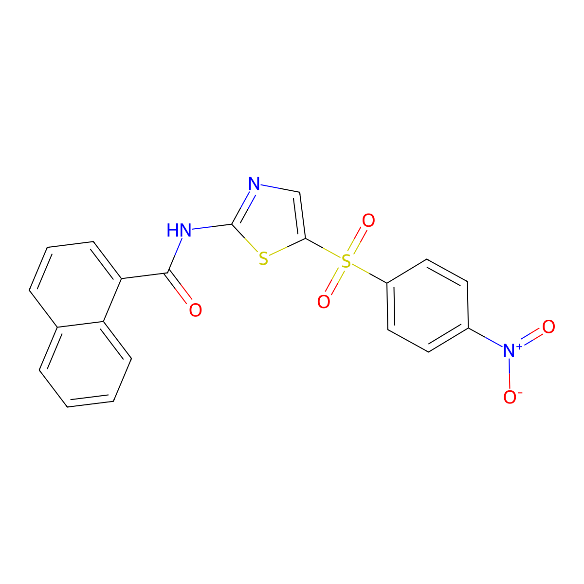 N-[5-(4-nitrophenyl)sulfonyl-1,3-thiazol-2-yl]naphthalene-1-carboxamide molecular structure, CAS 361471-44-5