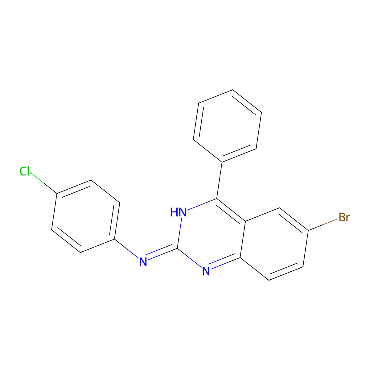 6-bromo-N-(4-chlorophenyl)-4-phenylquinazolin-2-amine molecular structure, CAS 361472-69-7