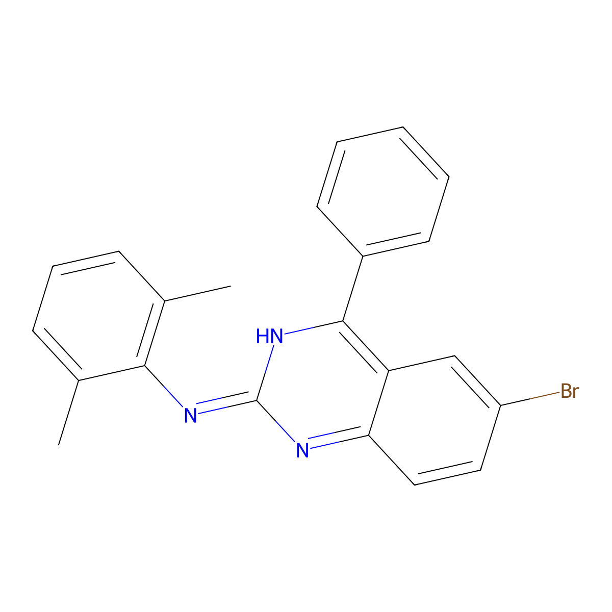 6-bromo-N-(2,6-dimethylphenyl)-4-phenylquinazolin-2-amine molecular structure, CAS 361473-86-1