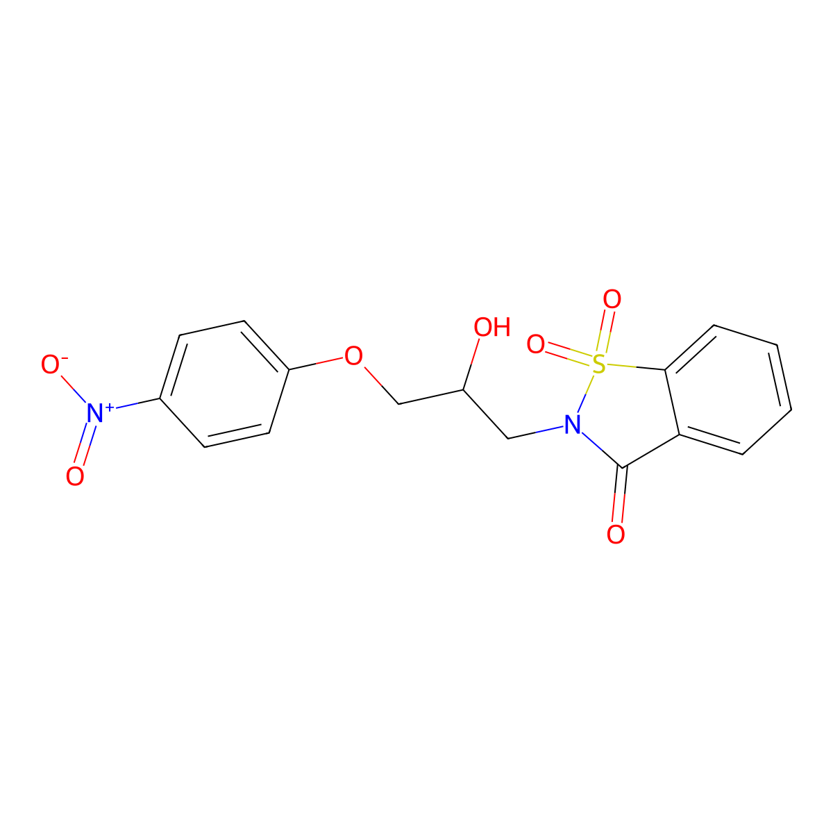 2-[2-Hydroxy-3-(4-nitrophenoxy)propyl]-1,1-dioxo-1,2-benzothiazol-3-one molecular structure, CAS 361474-13-7