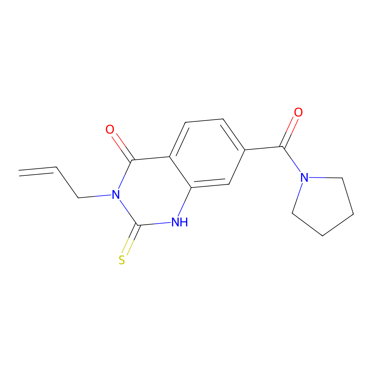 3-prop-2-enyl-7-(pyrrolidine-1-carbonyl)-2-sulfanylidene-1H-quinazolin-4-one molecular structure, CAS 361475-13-0