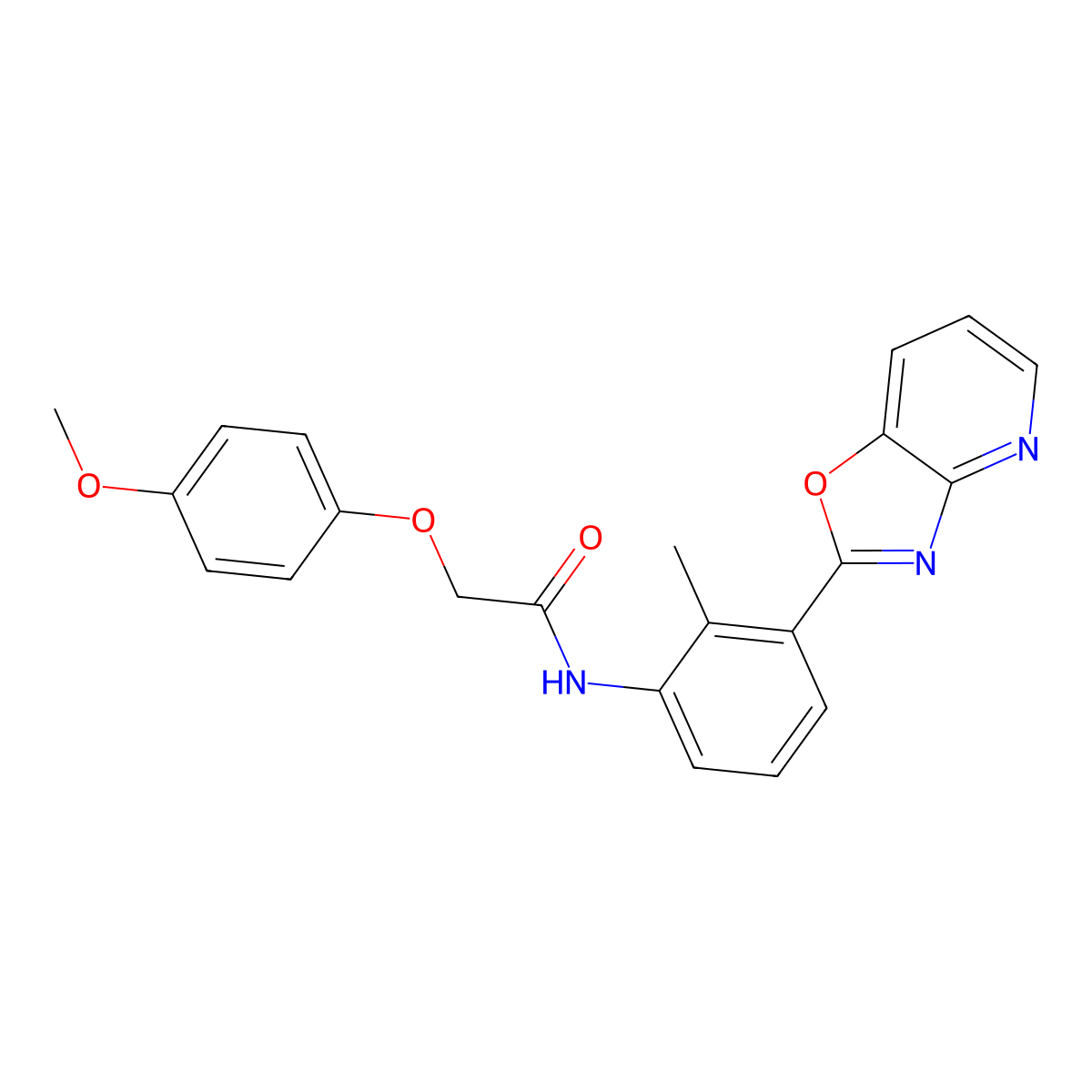 2-(4-methoxyphenoxy)-N-(2-methyl-3-[1,3]oxazolo[4,5-b]pyridin-2-ylphenyl)acetamide molecular structure, CAS 361475-90-3