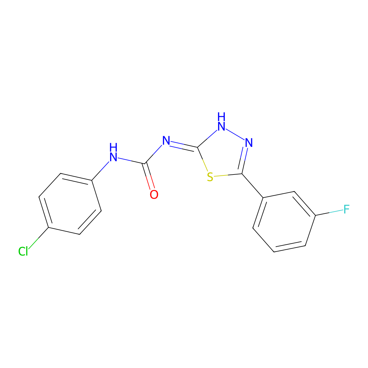 1-(4-Chlorophenyl)-3-[5-(3-fluorophenyl)-1,3,4-thiadiazol-2-yl]urea molecular structure, CAS 361476-10-0