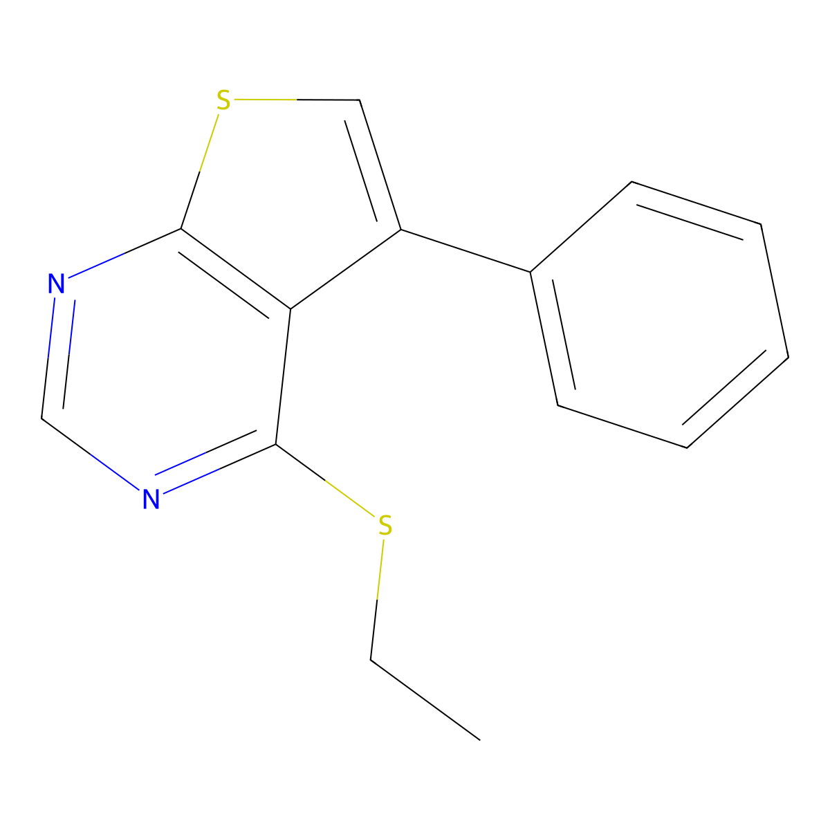 4-(Ethylsulfanyl)-5-phenylthieno[2,3-d]pyrimidine molecular structure, CAS 361476-44-0