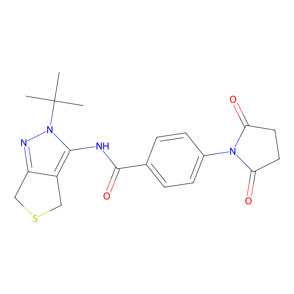 N-(2-tert-butyl-4,6-dihydrothieno[3,4-c]pyrazol-3-yl)-4-(2,5-dioxopyrrolidin-1-yl)benzamide molecular structure, CAS 361477-27-2