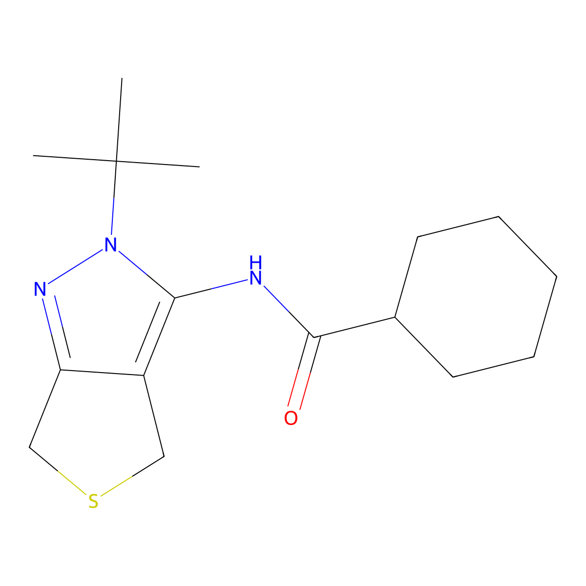 N-(2-(tert-butyl)-4,6-dihydro-2H-thieno[3,4-c]pyrazol-3-yl)cyclohexanecarboxamide molecular structure, CAS 361477-31-8