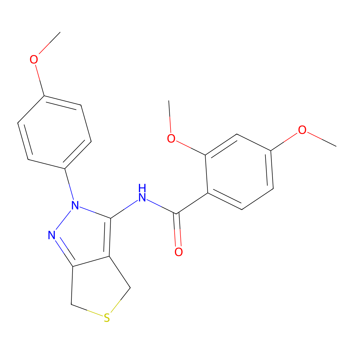 2,4-dimethoxy-N-[2-(4-methoxyphenyl)-4,6-dihydrothieno[3,4-c]pyrazol-3-yl]benzamide molecular structure, CAS 361477-32-9
