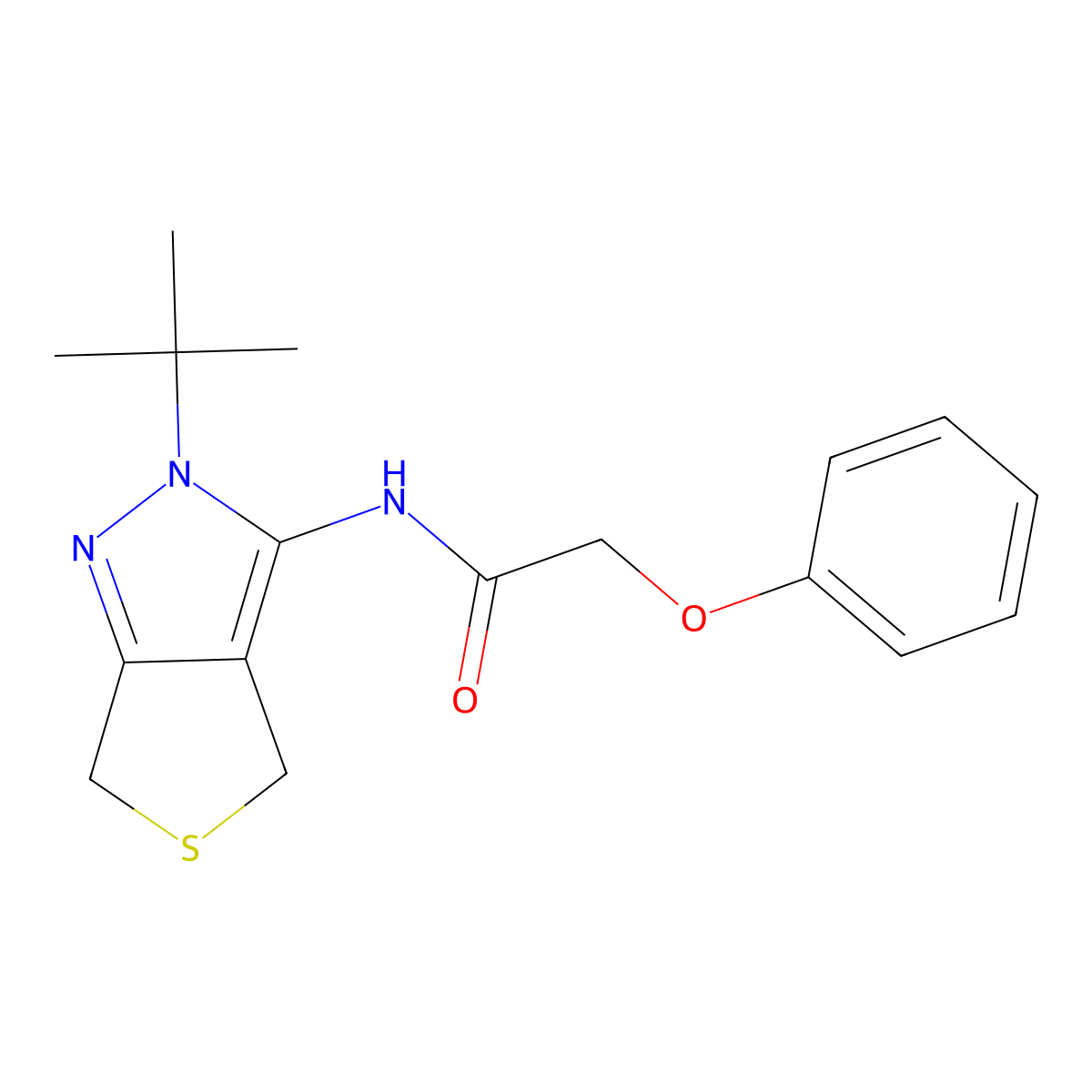 N-(2-(tert-butyl)-4,6-dihydro-2H-thieno[3,4-c]pyrazol-3-yl)-2-phenoxyacetamide molecular structure, CAS 361477-33-0