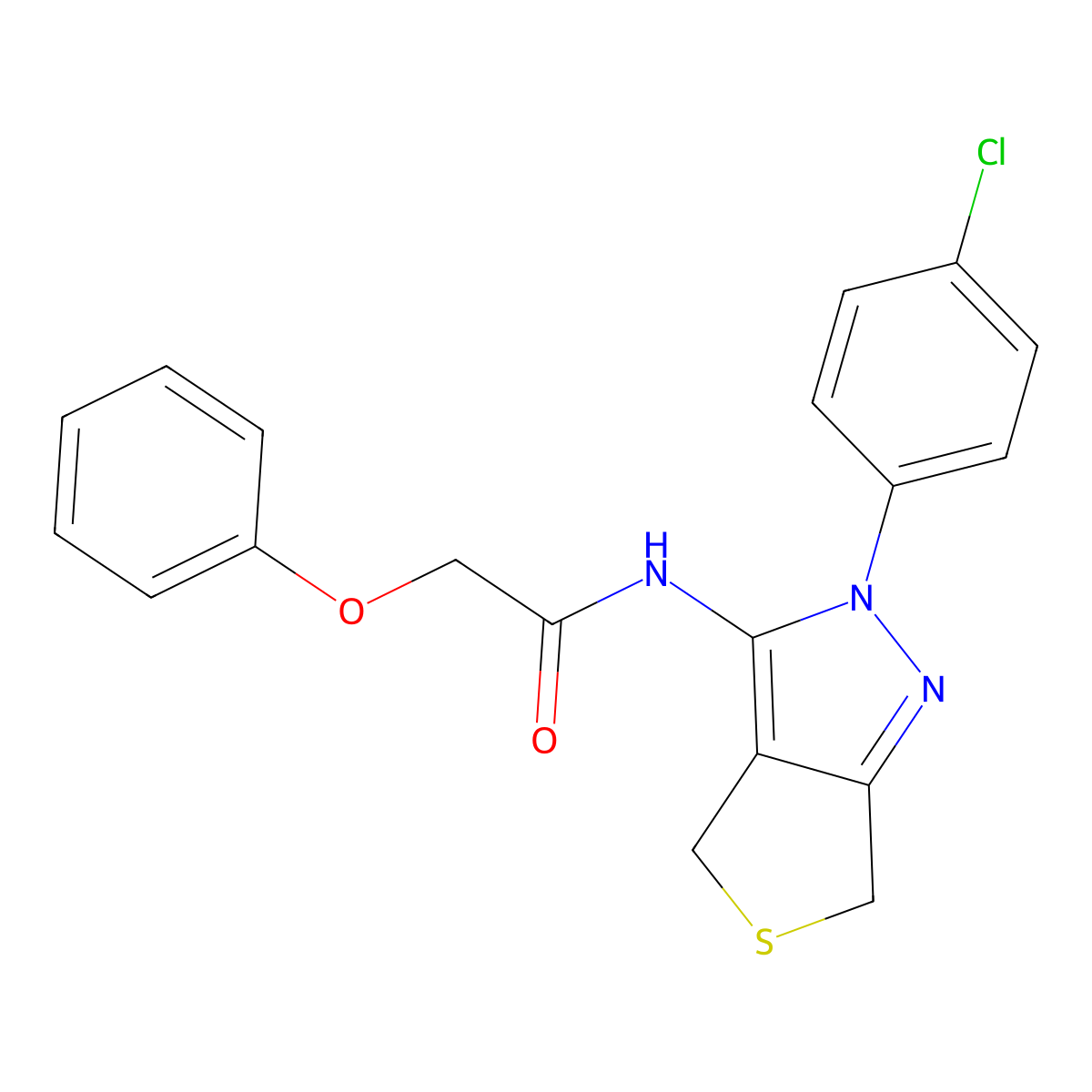 N-[2-(4-chlorophenyl)-4,6-dihydrothieno[3,4-c]pyrazol-3-yl]-2-phenoxyacetamide molecular structure, CAS 361477-34-1