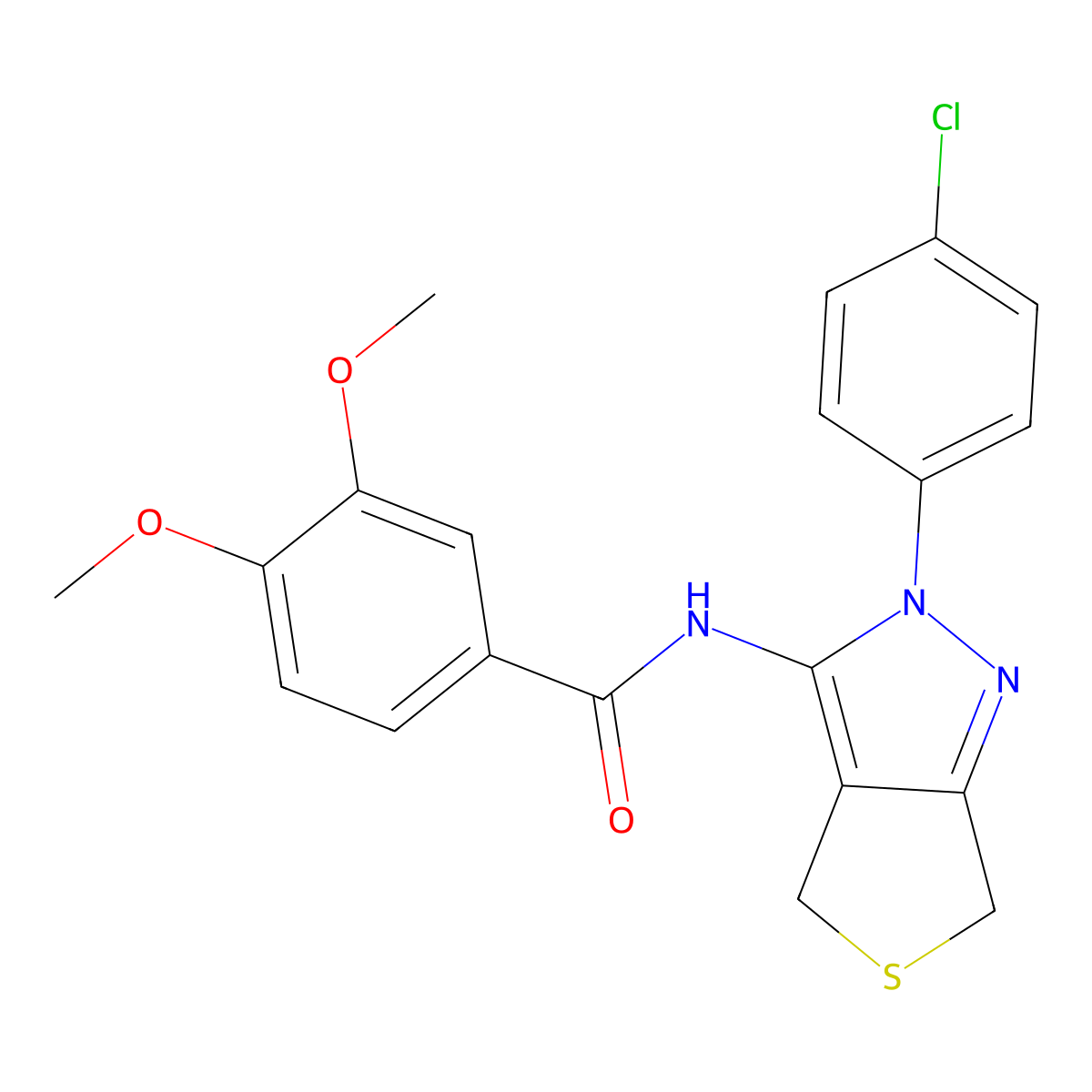 N-(2-(4-chlorophenyl)-4,6-dihydro-2H-thieno[3,4-c]pyrazol-3-yl)-3,4-dimethoxybenzamide molecular structure, CAS 361477-35-2