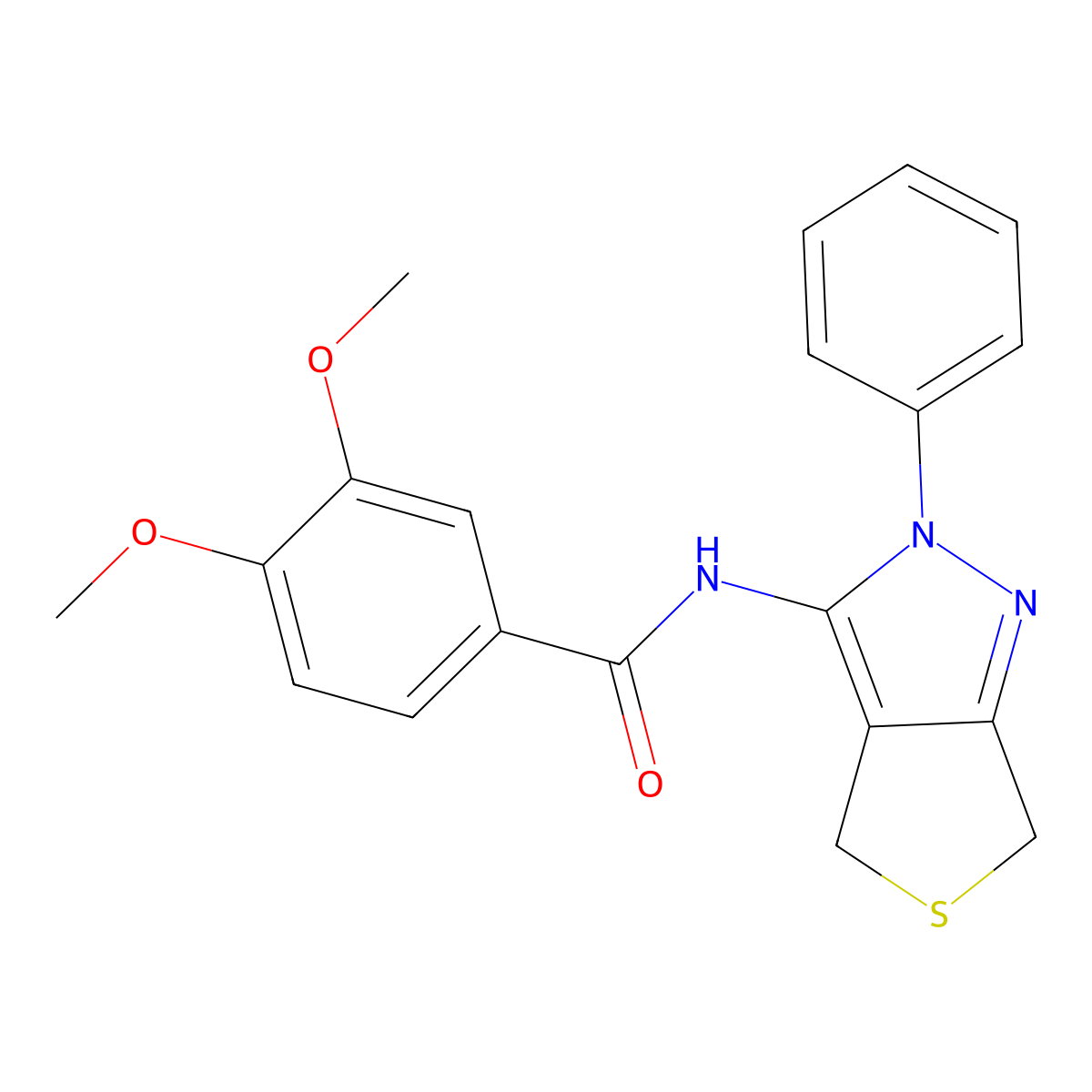 3,4-dimethoxy-N-(2-phenyl-4,6-dihydro-2H-thieno[3,4-c]pyrazol-3-yl)benzamide molecular structure, CAS 361477-36-3