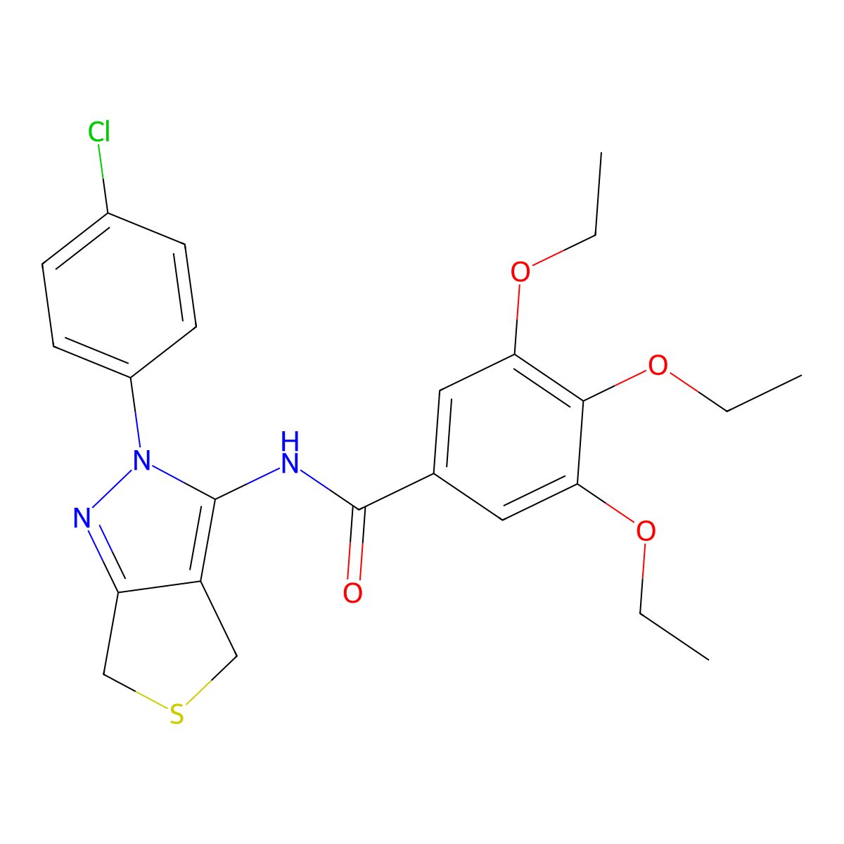 N-(2-(4-chlorophenyl)-4,6-dihydro-2H-thieno[3,4-c]pyrazol-3-yl)-3,4,5-triethoxybenzamide molecular structure, CAS 361477-38-5