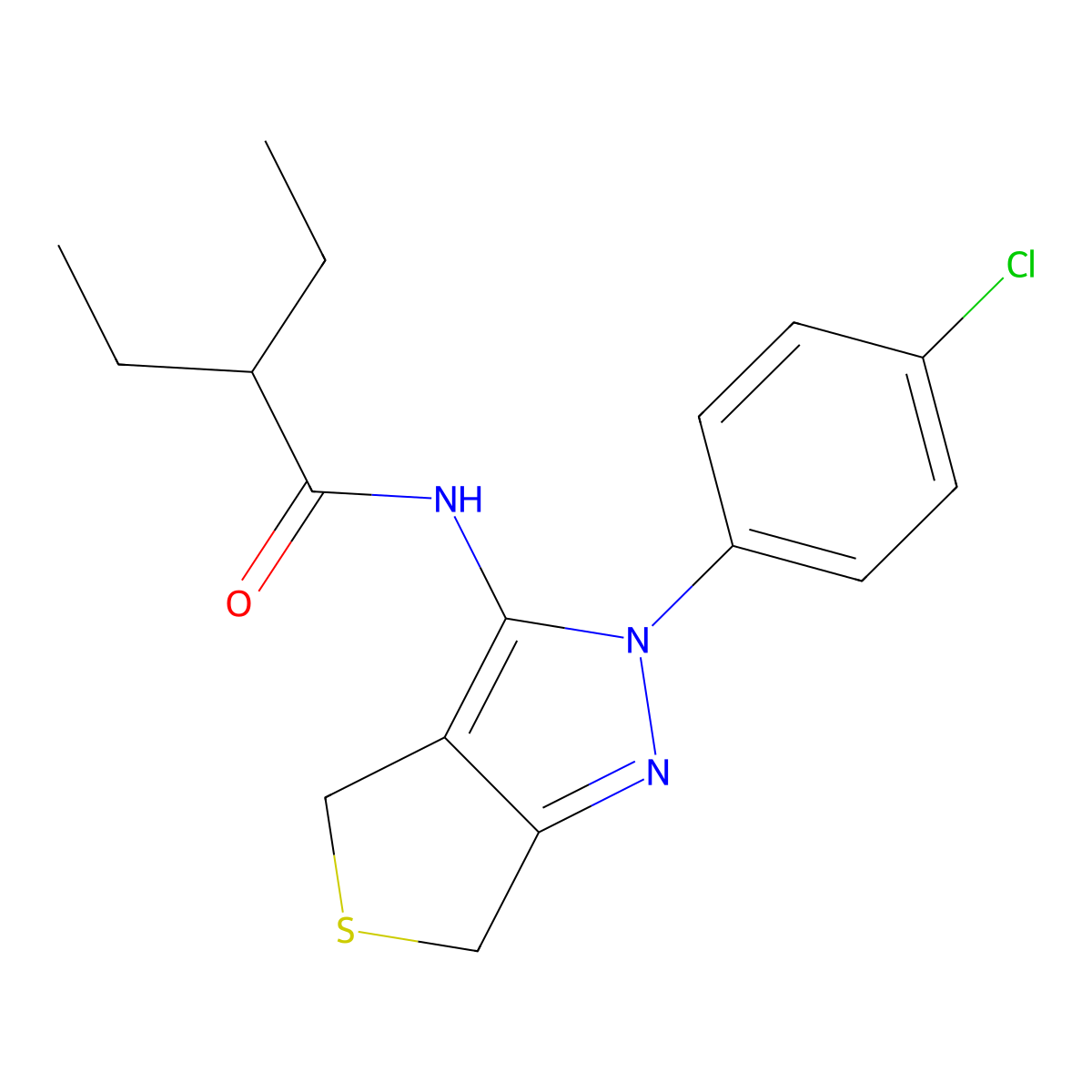 N-[2-(4-chlorophenyl)-4,6-dihydrothieno[3,4-c]pyrazol-3-yl]-2-ethylbutanamide molecular structure, CAS 361477-44-3