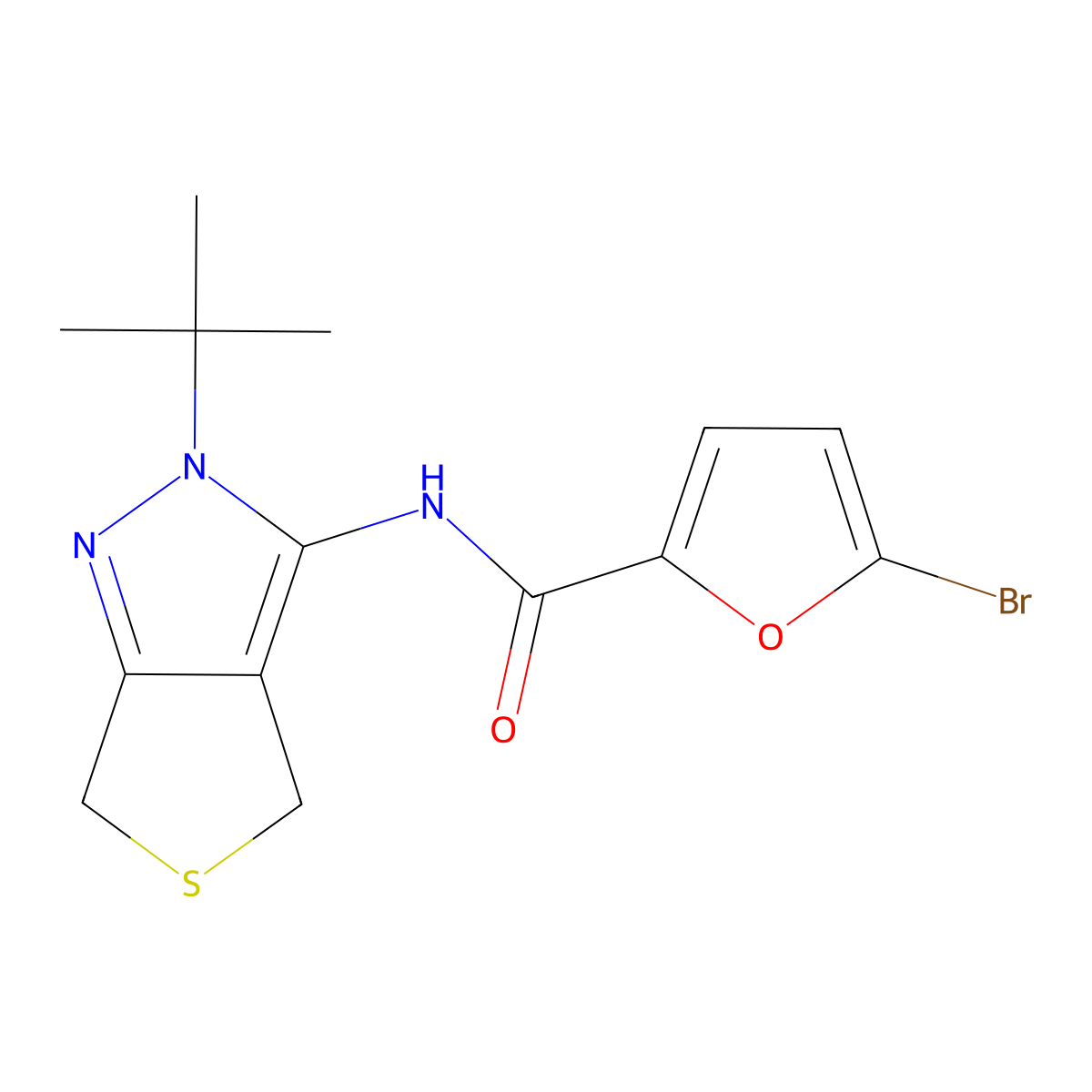 5-bromo-N-(2-tert-butyl-4,6-dihydrothieno[3,4-c]pyrazol-3-yl)furan-2-carboxamide molecular structure, CAS 361477-52-3