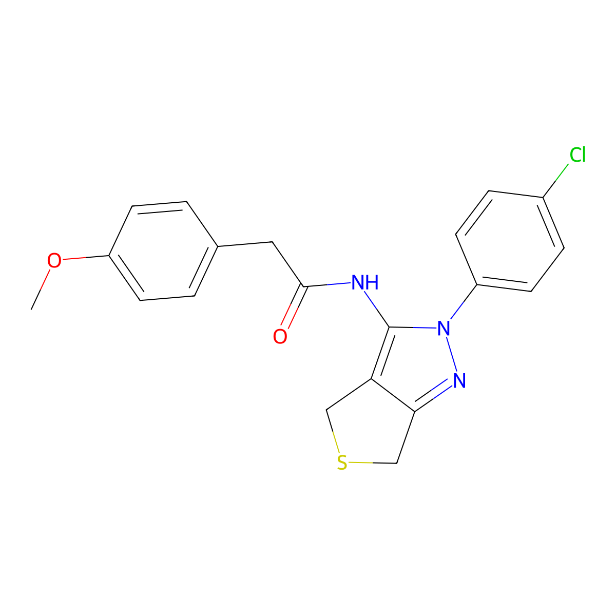 N-[2-(4-chlorophenyl)-4,6-dihydrothieno[3,4-c]pyrazol-3-yl]-2-(4-methoxyphenyl)acetamide molecular structure, CAS 361477-53-4