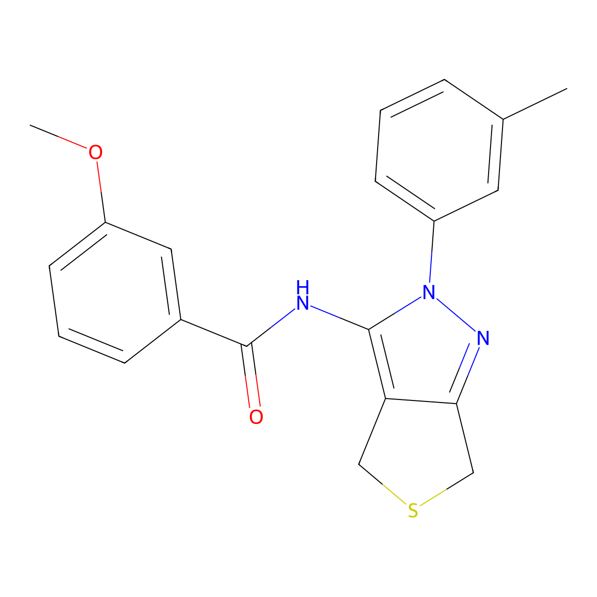 3-methoxy-N-[2-(3-methylphenyl)-4,6-dihydrothieno[3,4-c]pyrazol-3-yl]benzamide molecular structure, CAS 361477-61-4