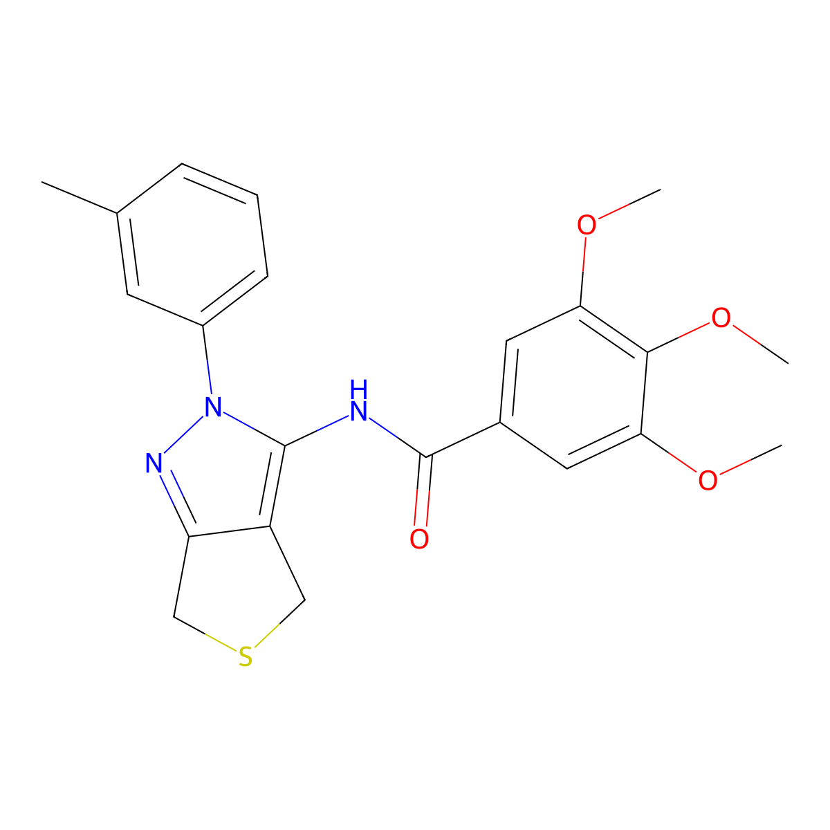 3,4,5-trimethoxy-N-(2-(m-tolyl)-4,6-dihydro-2H-thieno[3,4-c]pyrazol-3-yl)benzamide molecular structure, CAS 361477-63-6