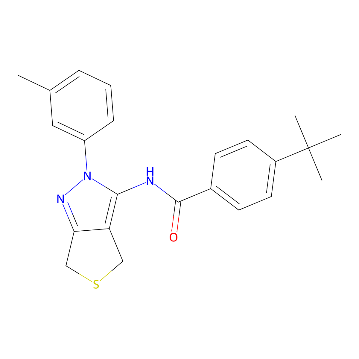 4-tert-butyl-N-[2-(3-methylphenyl)-4,6-dihydrothieno[3,4-c]pyrazol-3-yl]benzamide molecular structure, CAS 361477-64-7