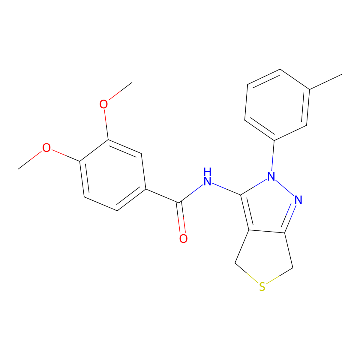 3,4-dimethoxy-N-(2-(m-tolyl)-4,6-dihydro-2H-thieno[3,4-c]pyrazol-3-yl)benzamide molecular structure, CAS 361477-67-0