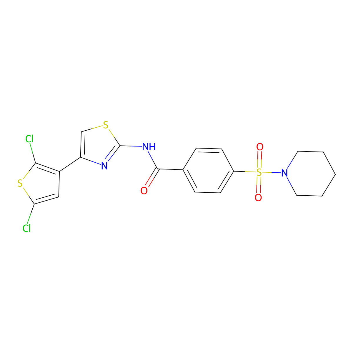 N-(4-(2,5-dichlorothiophen-3-yl)thiazol-2-yl)-4-(piperidin-1-ylsulfonyl)benzamide molecular structure, CAS 361477-70-5