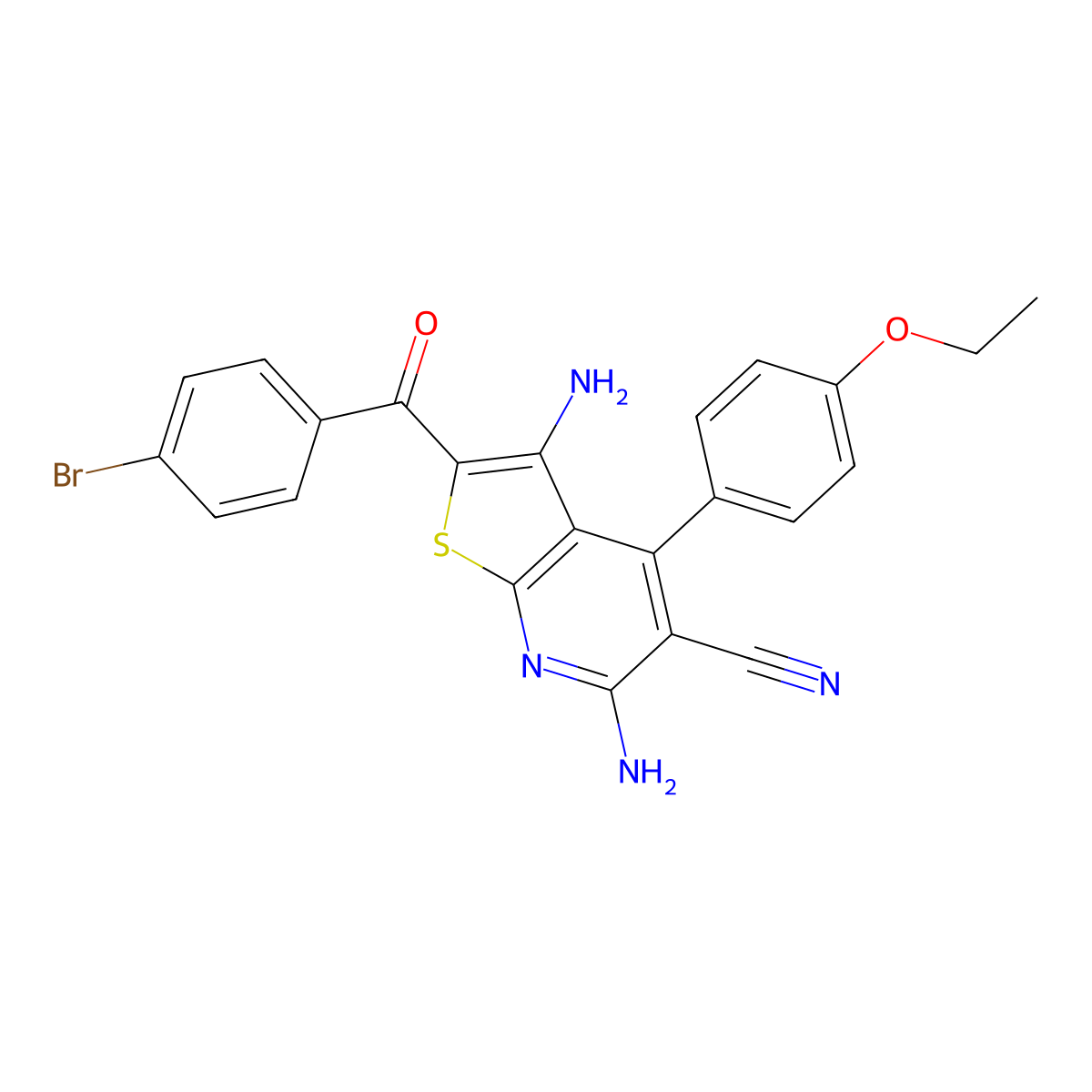 3,6-Diamino-2-(4-bromobenzoyl)-4-(4-ethoxyphenyl)thieno[2,3-b]pyridine-5-carbonitrile molecular structure, CAS 361477-83-0