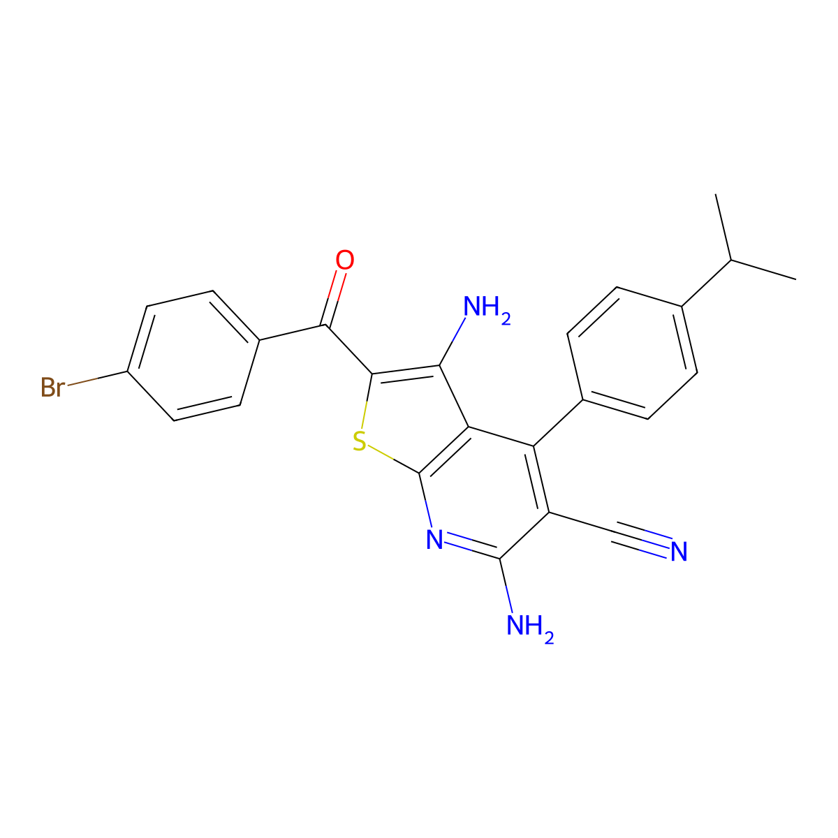 3,6-Diamino-2-(4-bromobenzoyl)-4-(4-isopropylphenyl)thieno[2,3-b]pyridine-5-carbonitrile molecular structure, CAS 361478-04-8