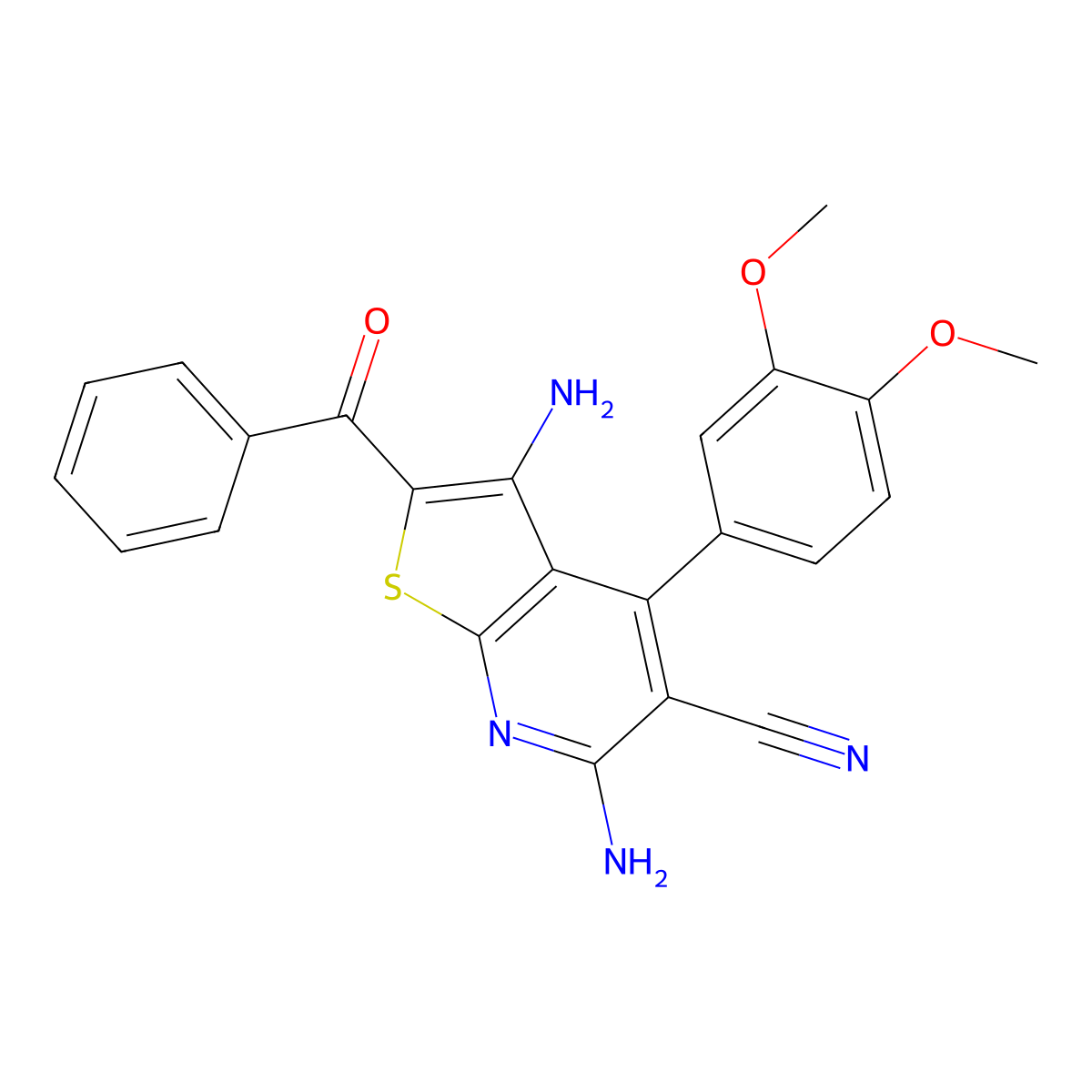 3,6-Diamino-2-benzoyl-4-(3,4-dimethoxyphenyl)thieno[2,3-b]pyridine-5-carbonitrile molecular structure, CAS 361478-11-7