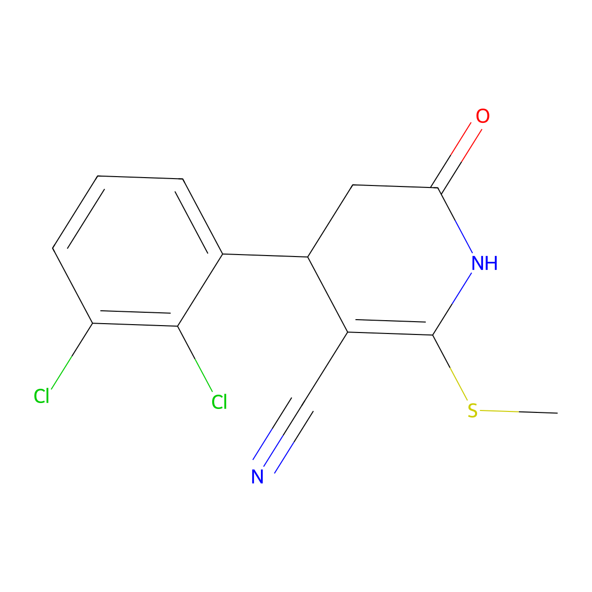 4-(2,3-Dichlorophenyl)-2-(methylthio)-6-oxo-1,4,5,6-tetrahydropyridine-3-carbonitrile molecular structure, CAS 361478-22-0