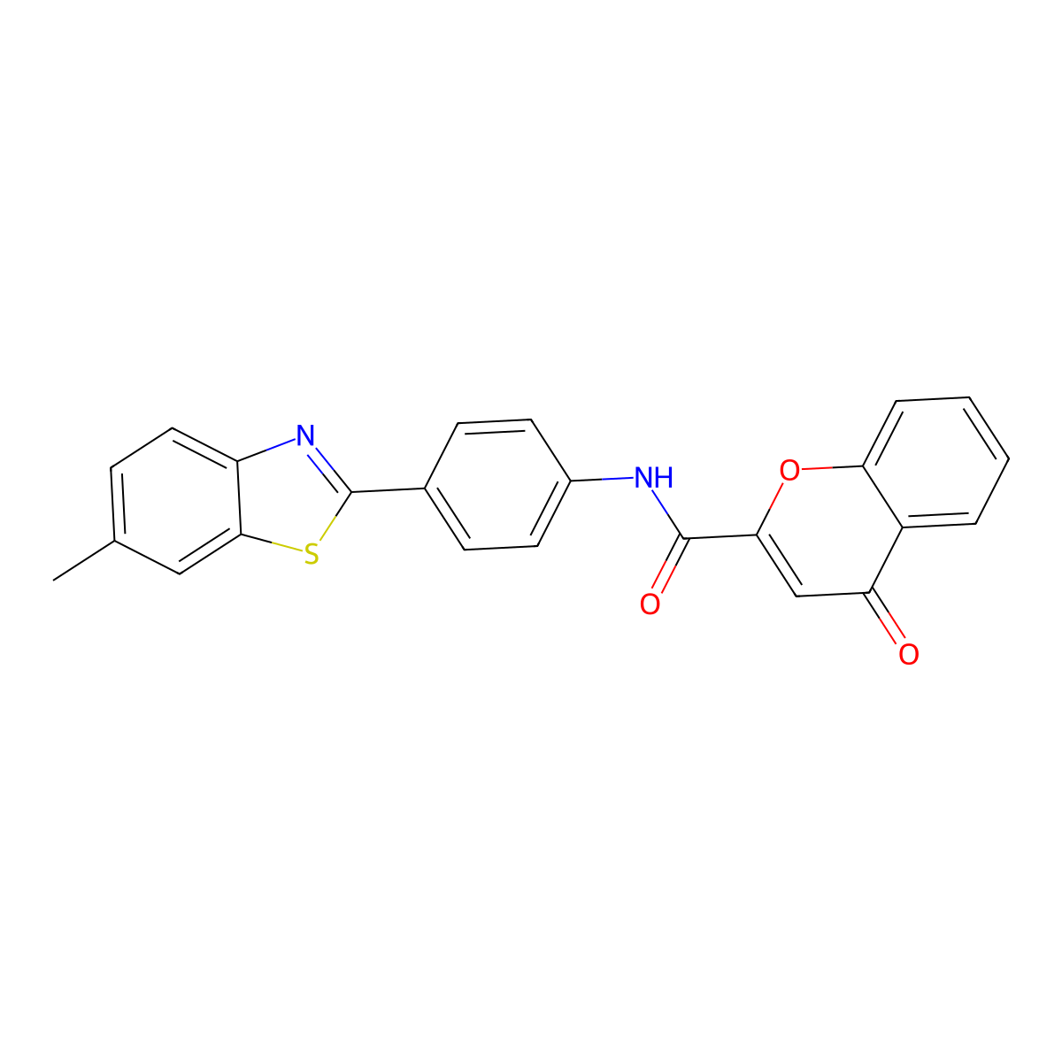 N-(4-(6-methylbenzo[d]thiazol-2-yl)phenyl)-4-oxo-4H-chromene-2-carboxamide molecular structure, CAS 361478-39-9