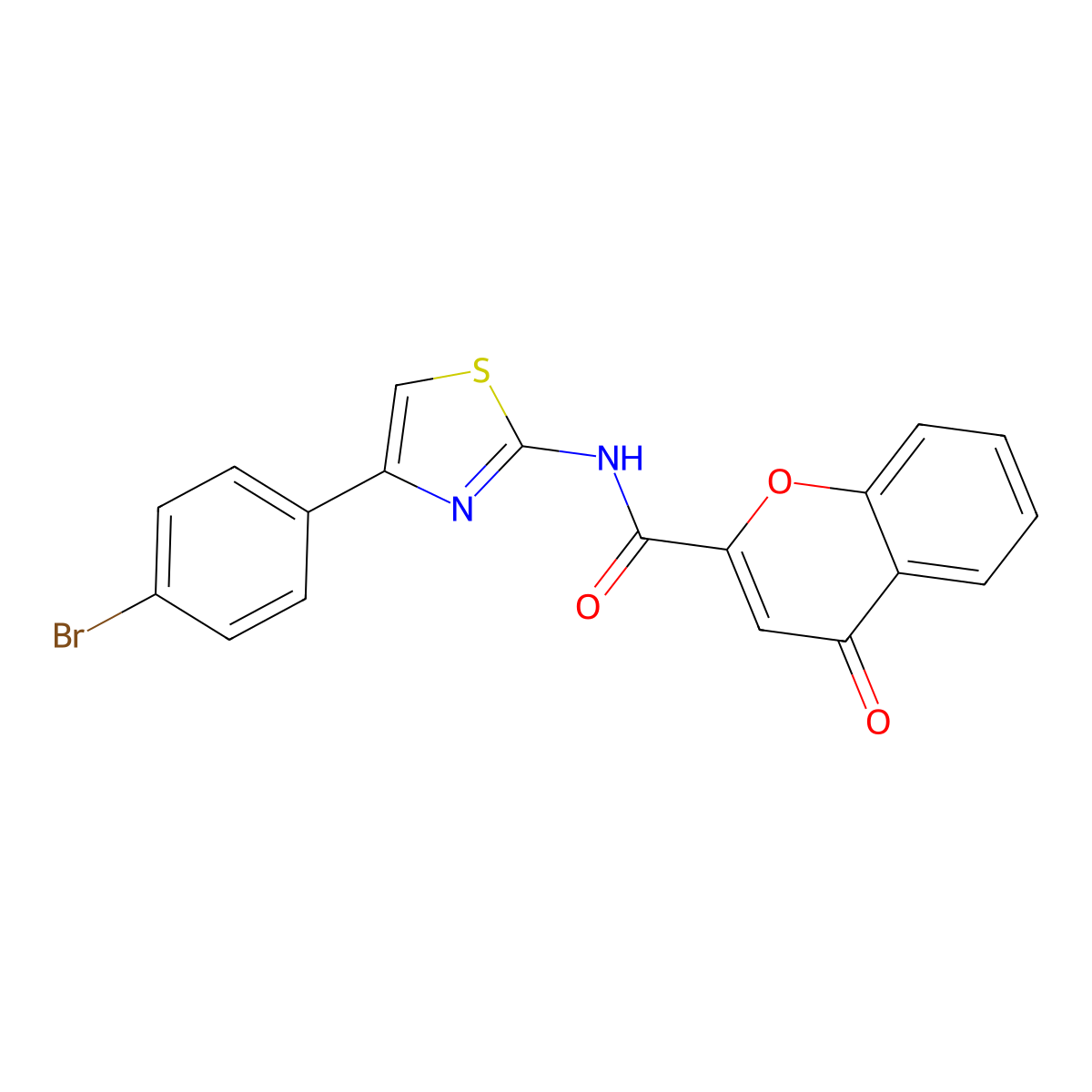 N-(4-(4-bromophenyl)thiazol-2-yl)-4-oxo-4H-chromene-2-carboxamide molecular structure, CAS 361478-42-4