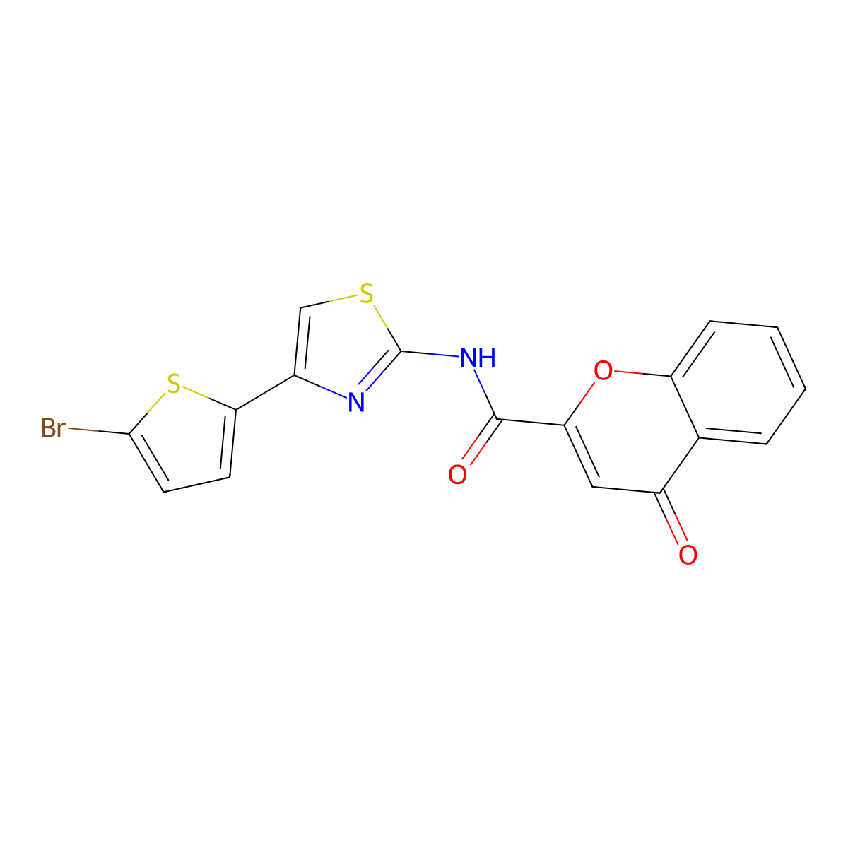 N-(4-(5-bromothiophen-2-yl)thiazol-2-yl)-4-oxo-4H-chromene-2-carboxamide molecular structure, CAS 361478-44-6