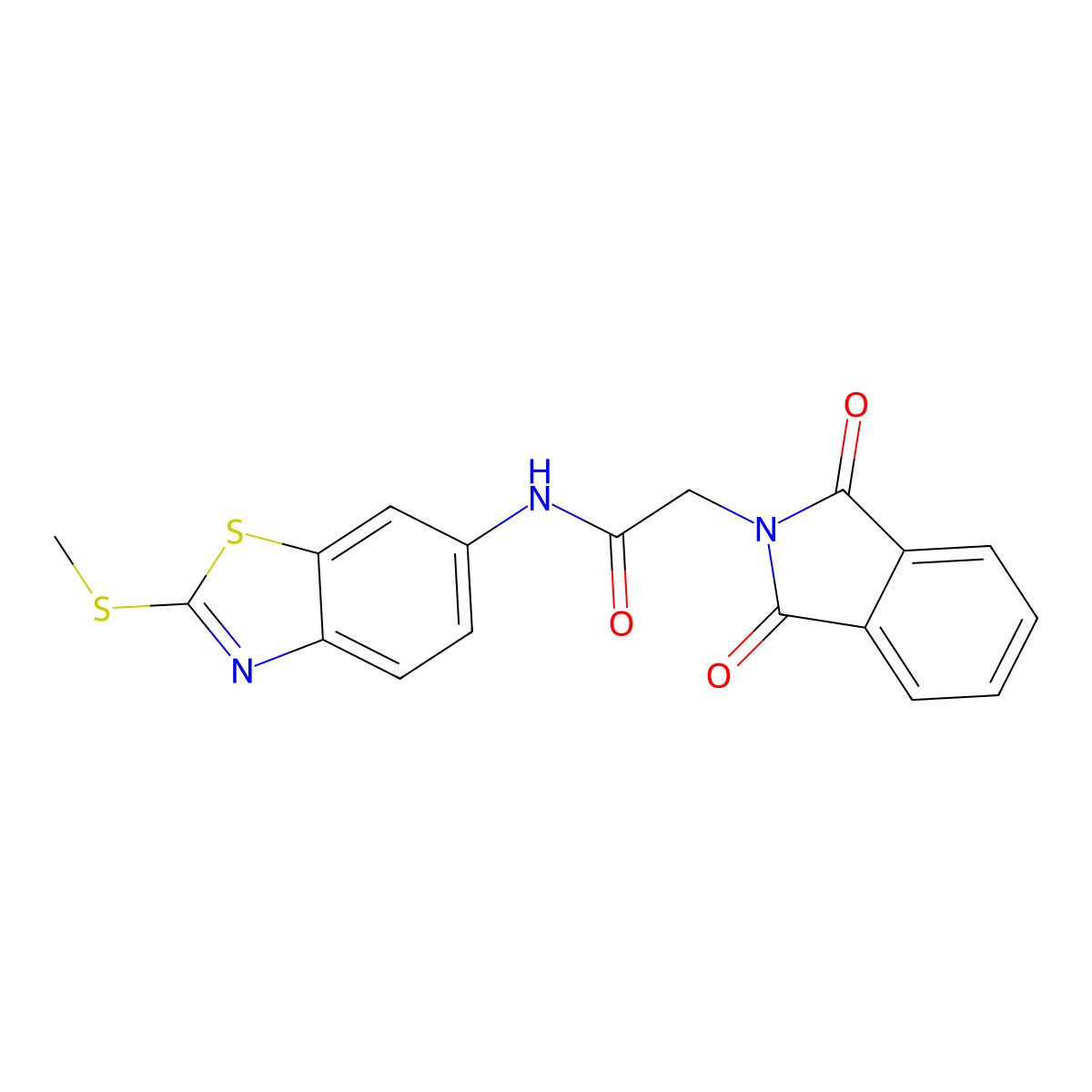 2-(1,3-dioxoisoindolin-2-yl)-N-(2-(methylthio)benzo[d]thiazol-6-yl)acetamide molecular structure, CAS 361478-50-4