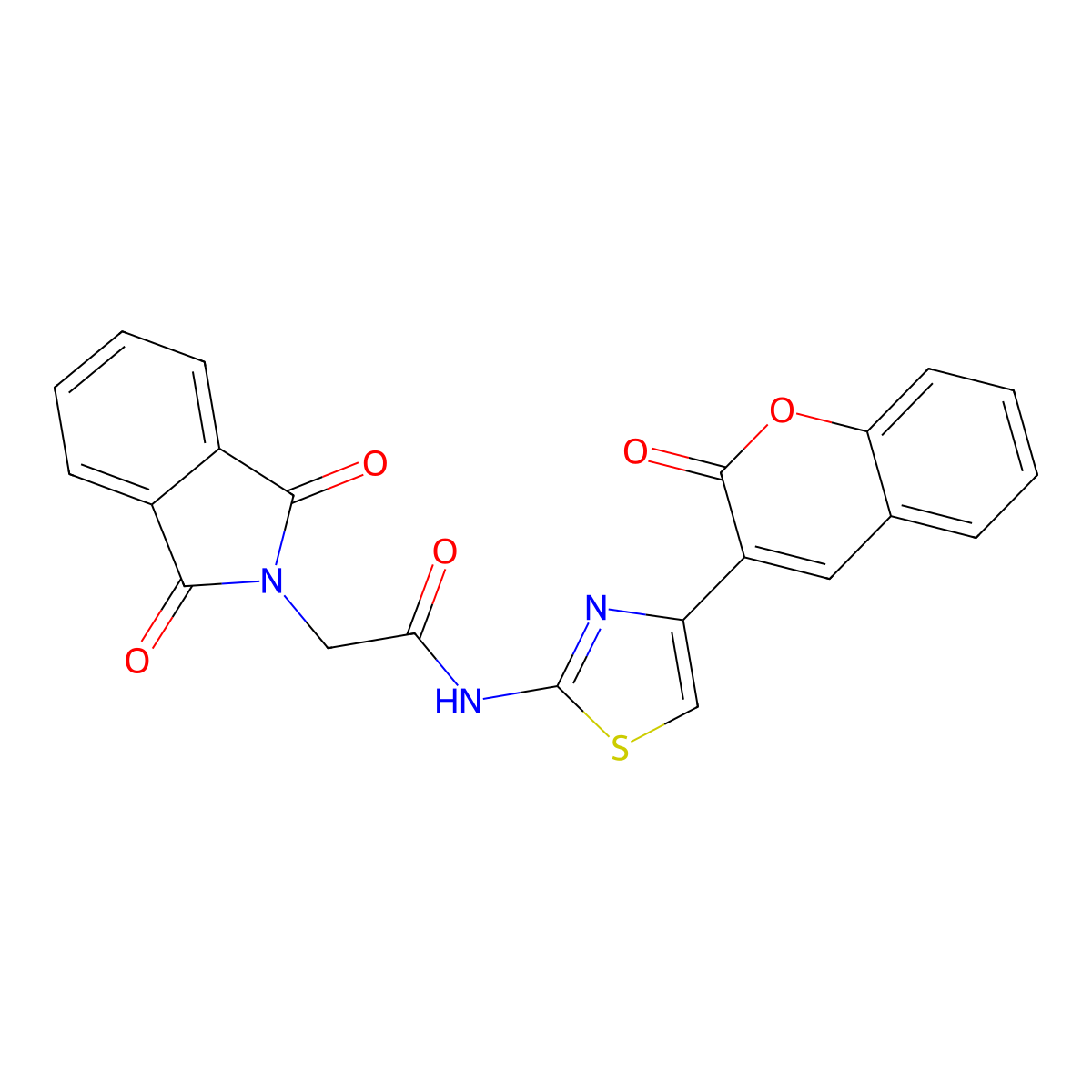 2-(1,3-dioxoisoindolin-2-yl)-N-(4-(2-oxo-2H-chromen-3-yl)thiazol-2-yl)acetamide molecular structure, CAS 361478-53-7