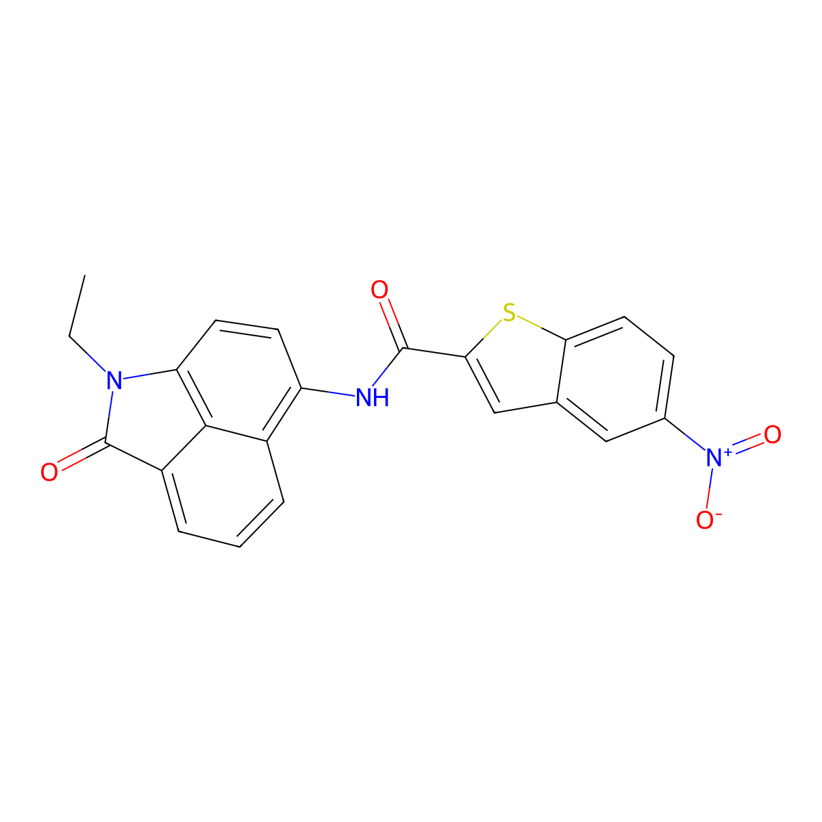 N-(1-ethyl-2-oxo-1,2-dihydrobenzo[cd]indol-6-yl)-5-nitrobenzo[b]thiophene-2-carboxamide molecular structure, CAS 361478-58-2