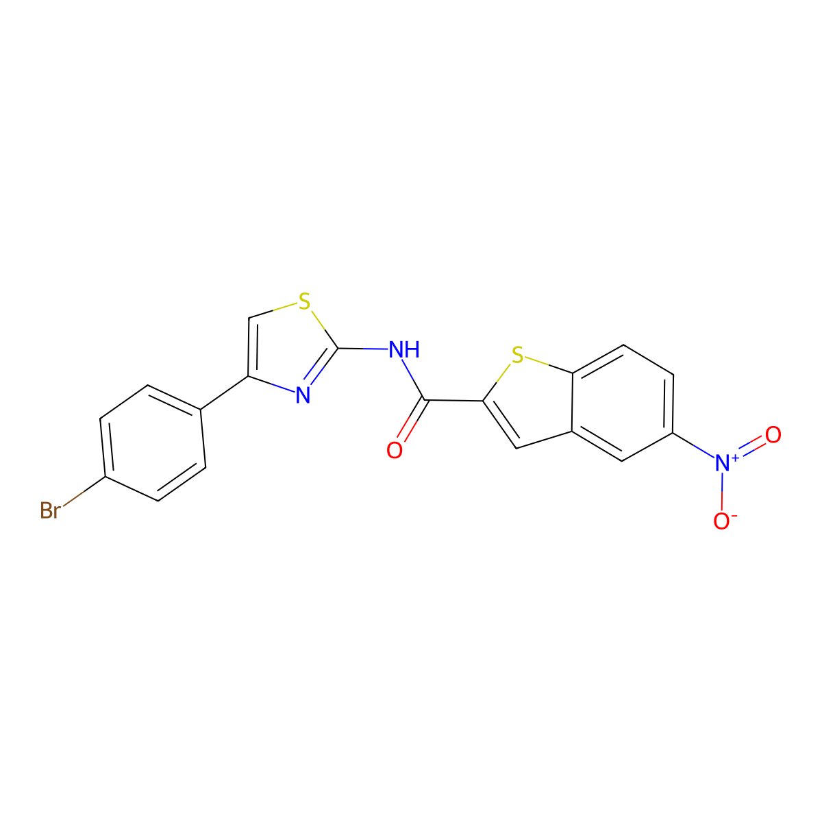 N-[4-(4-bromophenyl)-1,3-thiazol-2-yl]-5-nitro-1-benzothiophene-2-carboxamide molecular structure, CAS 361478-59-3