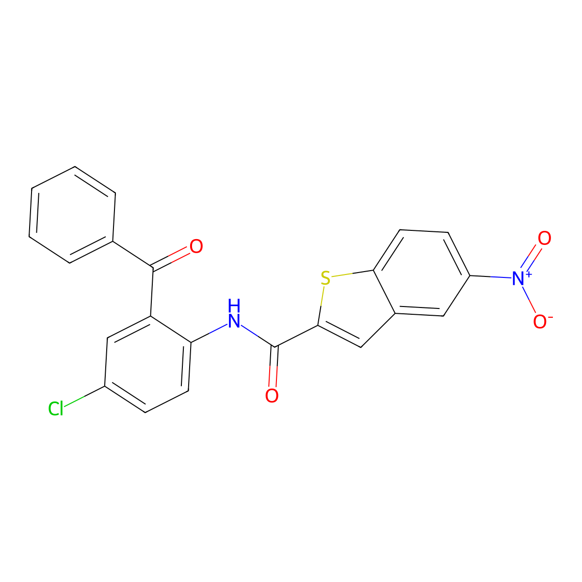 N-(2-benzoyl-4-chlorophenyl)-5-nitro-1-benzothiophene-2-carboxamide molecular structure, CAS 361478-61-7