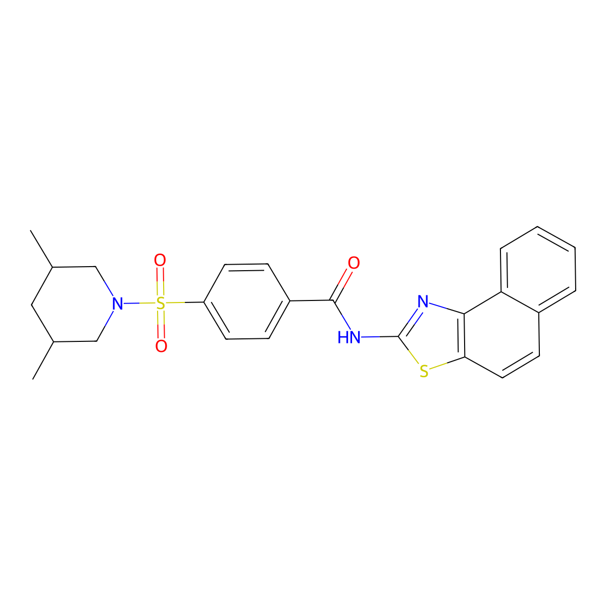 N-benzo[e][1,3]benzothiazol-2-yl-4-(3,5-dimethylpiperidin-1-yl)sulfonylbenzamide molecular structure, CAS 361478-63-9