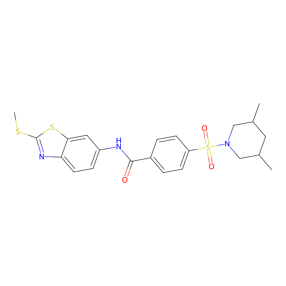 4-((3,5-dimethylpiperidin-1-yl)sulfonyl)-N-(2-(methylthio)benzo[d]thiazol-6-yl)benzamide molecular structure, CAS 361478-64-0