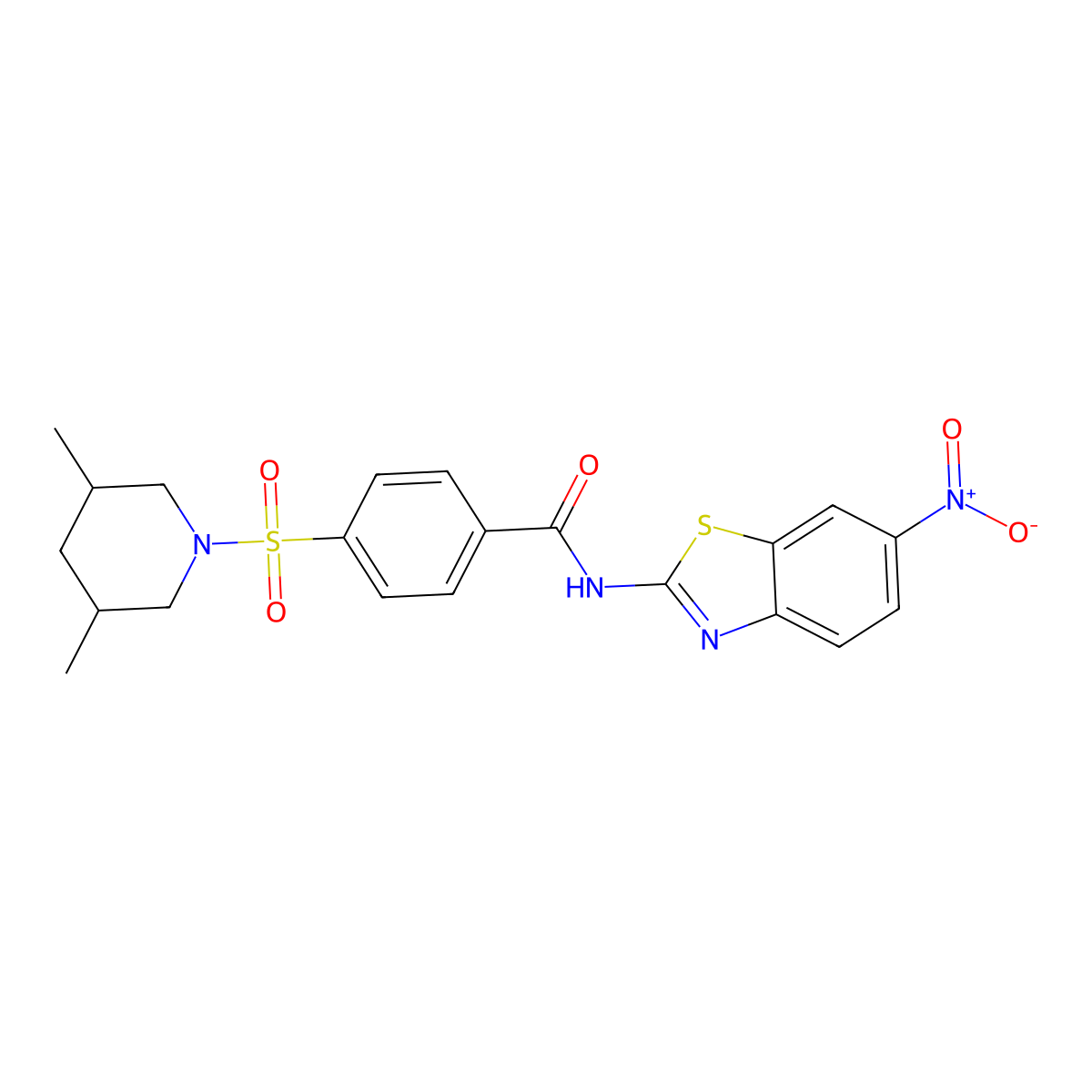 4-((3,5-dimethylpiperidin-1-yl)sulfonyl)-N-(6-nitrobenzo[d]thiazol-2-yl)benzamide molecular structure, CAS 361478-65-1