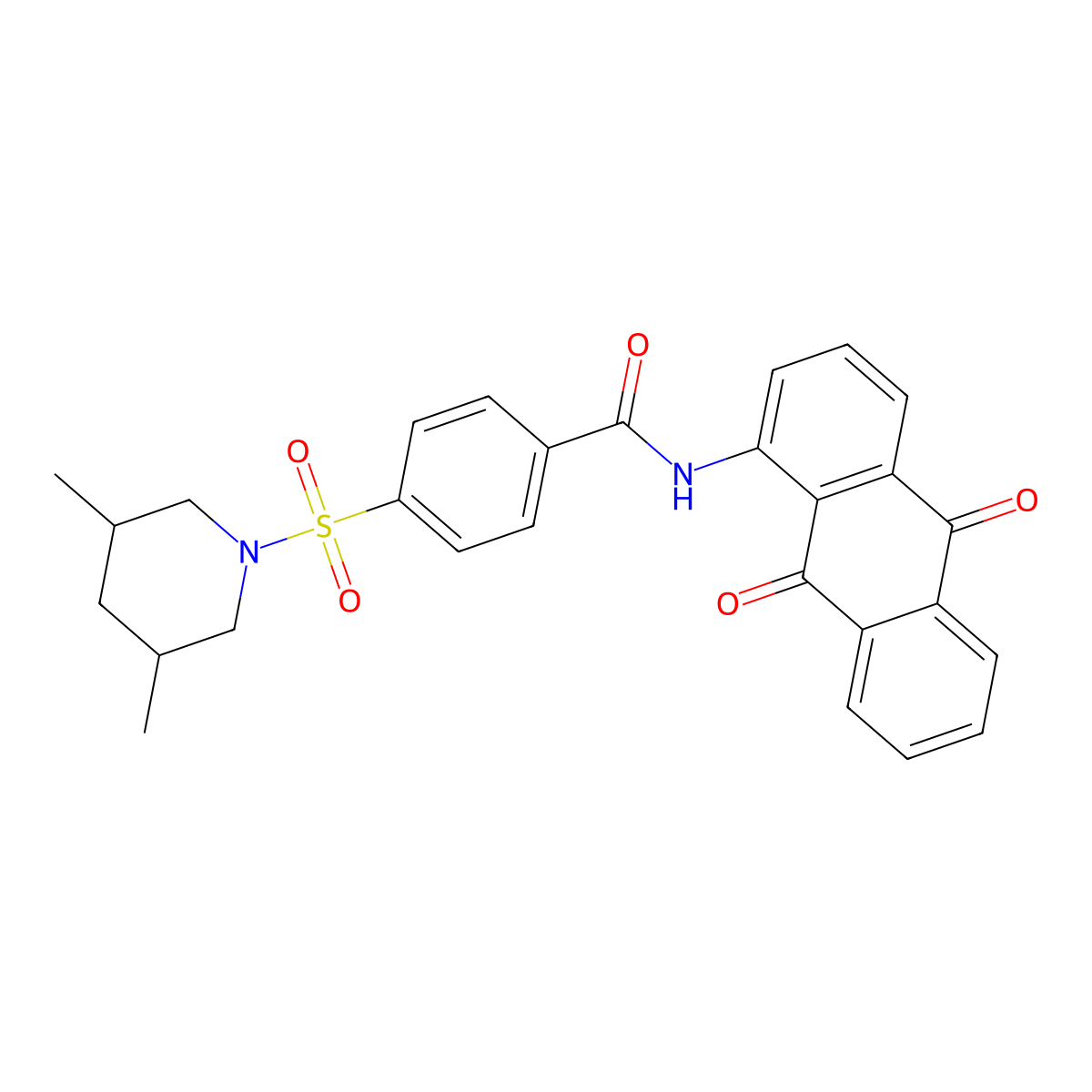 4-[(3,5-dimethylpiperidin-1-yl)sulfonyl]-N-(9,10-dioxo-9,10-dihydroanthracen-1-yl)benzamide molecular structure, CAS 361478-66-2