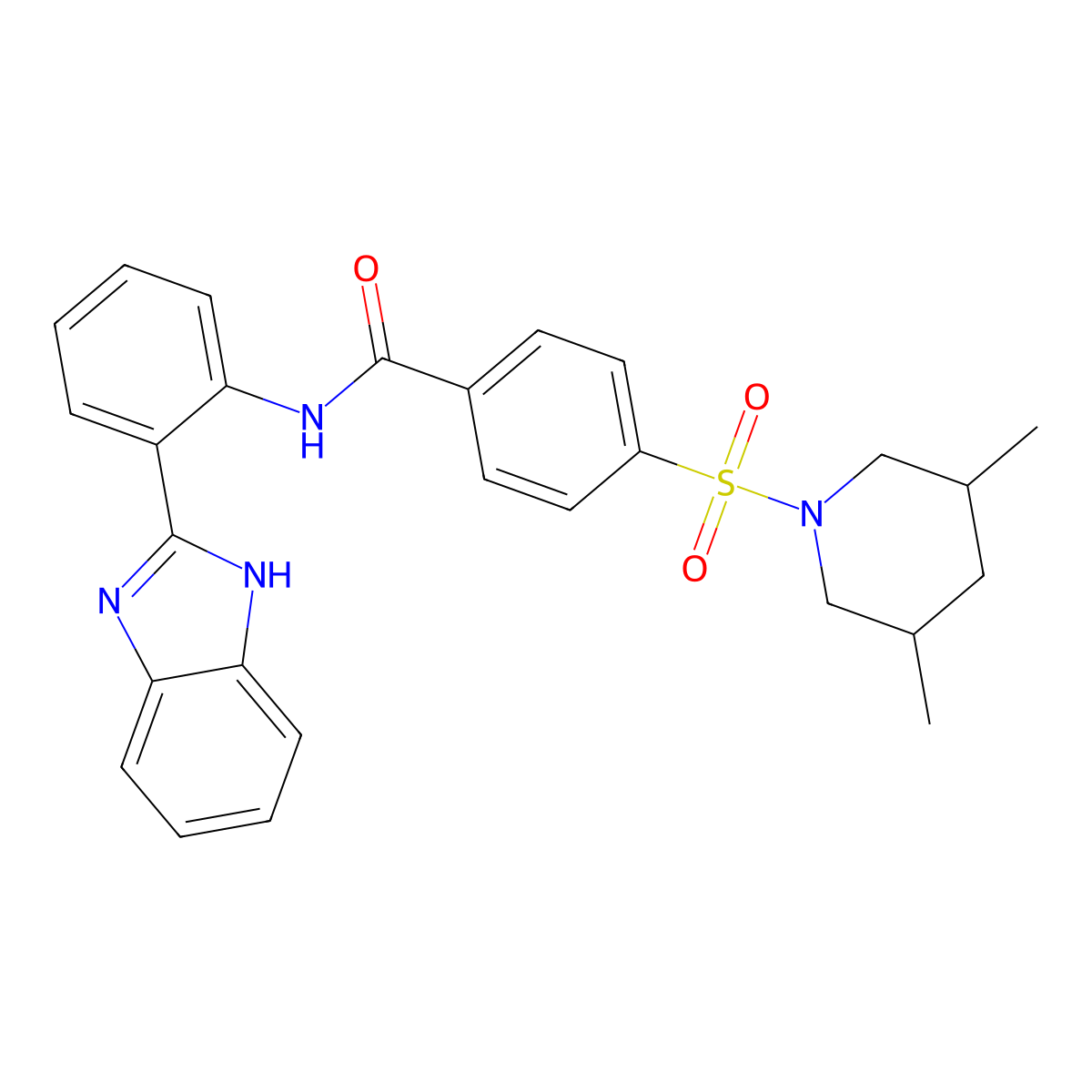 N-[2-(1H-benzimidazol-2-yl)phenyl]-4-(3,5-dimethylpiperidin-1-yl)sulfonylbenzamide molecular structure, CAS 361478-67-3