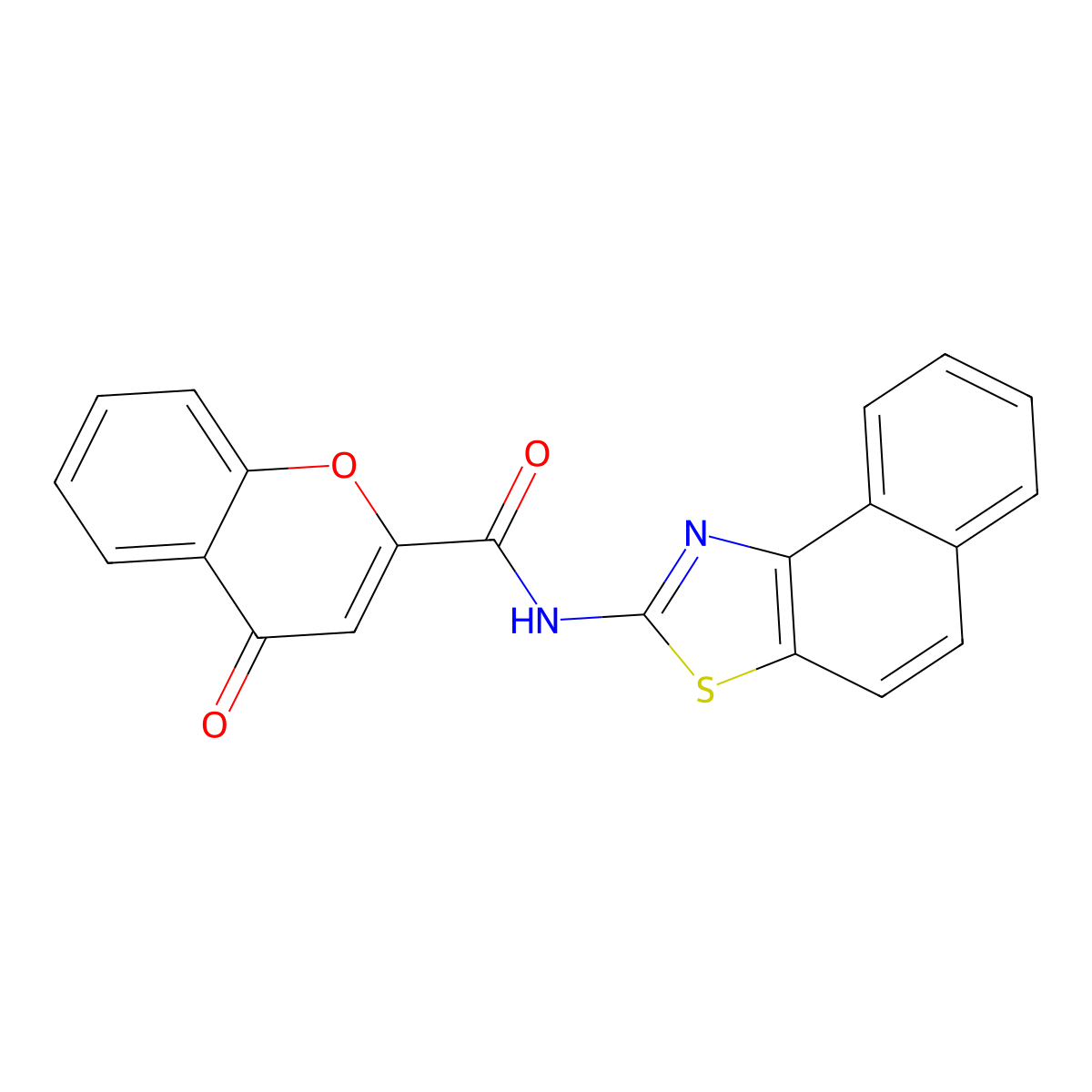 N-benzo[e][1,3]benzothiazol-2-yl-4-oxochromene-2-carboxamide molecular structure, CAS 361478-70-8