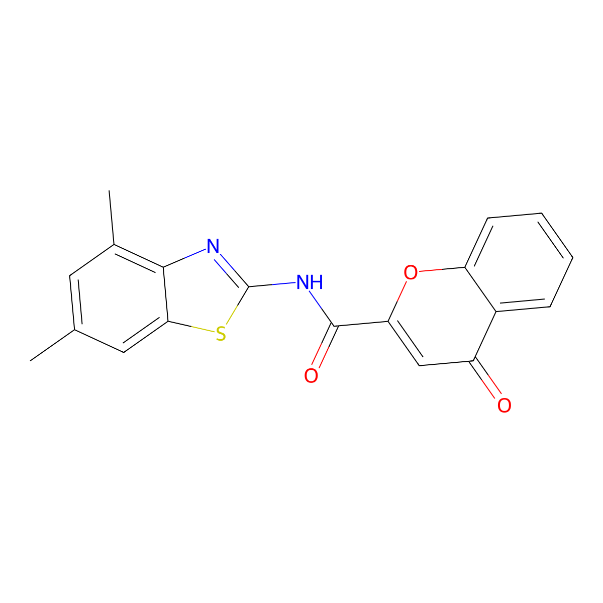N-(4,6-dimethylbenzo[d]thiazol-2-yl)-4-oxo-4H-chromene-2-carboxamide molecular structure, CAS 361478-76-4