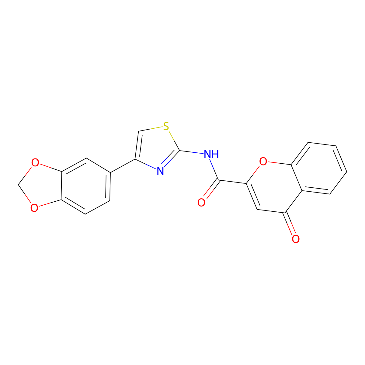 N-(4-(benzo[d][1,3]dioxol-5-yl)thiazol-2-yl)-4-oxo-4H-chromene-2-carboxamide molecular structure, CAS 361478-91-3