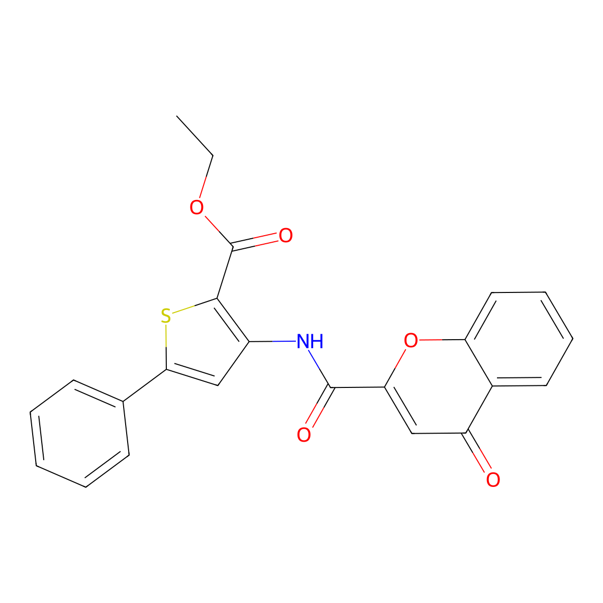 Ethyl 3-[(4-oxochromene-2-carbonyl)amino]-5-phenylthiophene-2-carboxylate molecular structure, CAS 361478-92-4