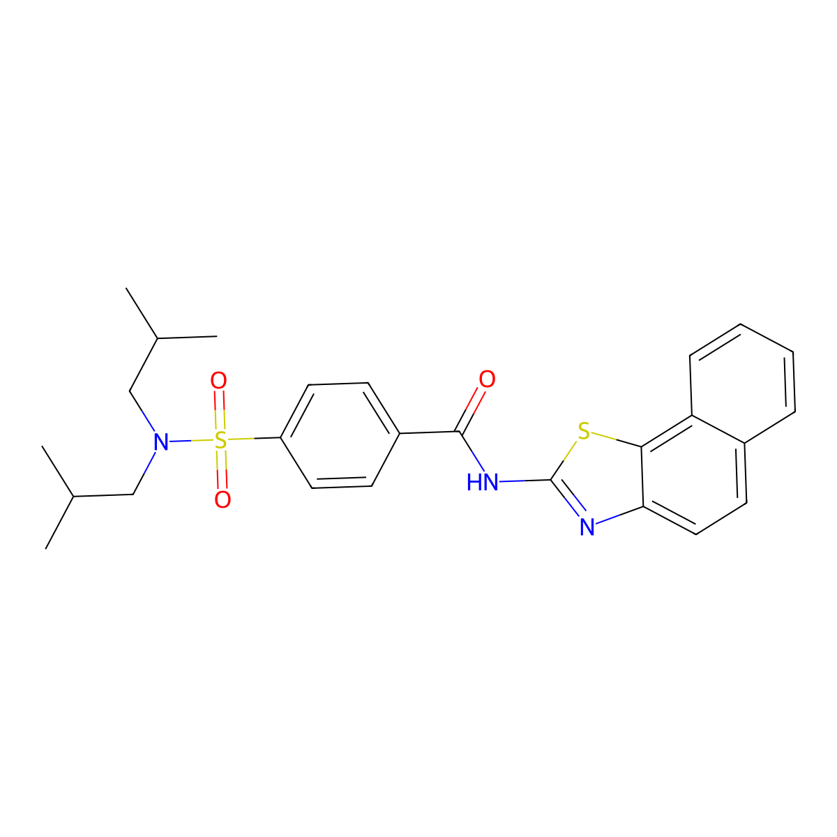 4-(N,N-diisobutylsulfamoyl)-N-(naphtho[2,1-d]thiazol-2-yl)benzamide molecular structure, CAS 361478-94-6
