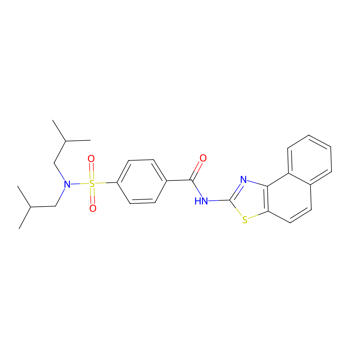 4-(N,N-diisobutylsulfamoyl)-N-(naphtho[1,2-d]thiazol-2-yl)benzamide molecular structure, CAS 361478-95-7