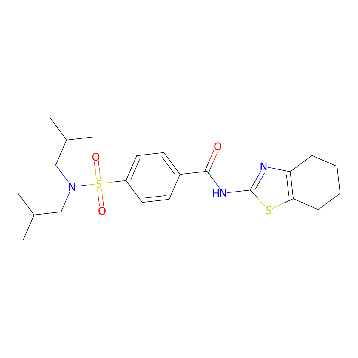 4-[bis(2-methylpropyl)sulfamoyl]-N-(4,5,6,7-tetrahydro-1,3-benzothiazol-2-yl)benzamide molecular structure, CAS 361478-96-8