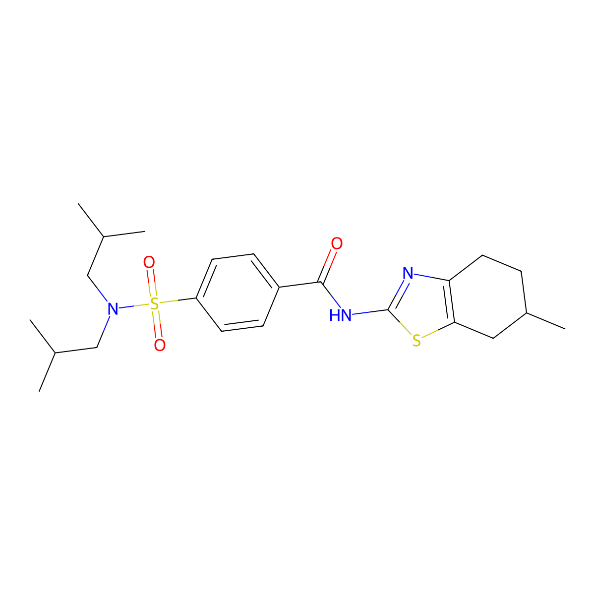 4-[bis(2-methylpropyl)sulfamoyl]-N-(6-methyl-4,5,6,7-tetrahydro-1,3-benzothiazol-2-yl)benzamide molecular structure, CAS 361478-97-9